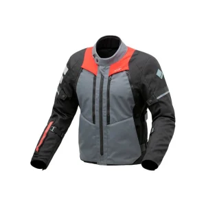 T.UR - Nevada Hydroscud - Giacca Moto Invernale Grigio Scuro-Rosso
