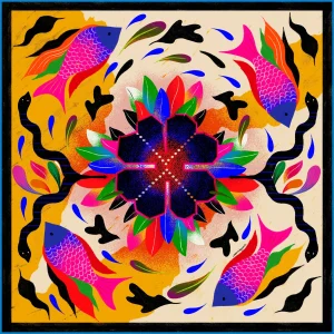 Franco Ferrari Foulard In Seta Stampa Artistica Multicolor