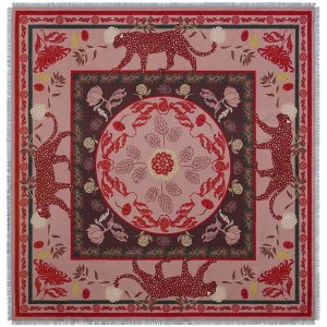 Franco Ferrari Foulard In Seta Reversibile Fantasia Animalier