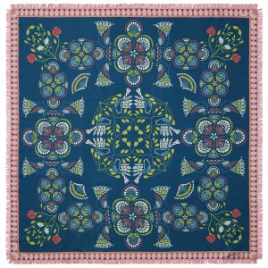 Franco Ferrari Foulard In Seta Fantasia Rosa E Verde