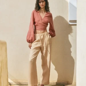 Pantaloni in lino sand